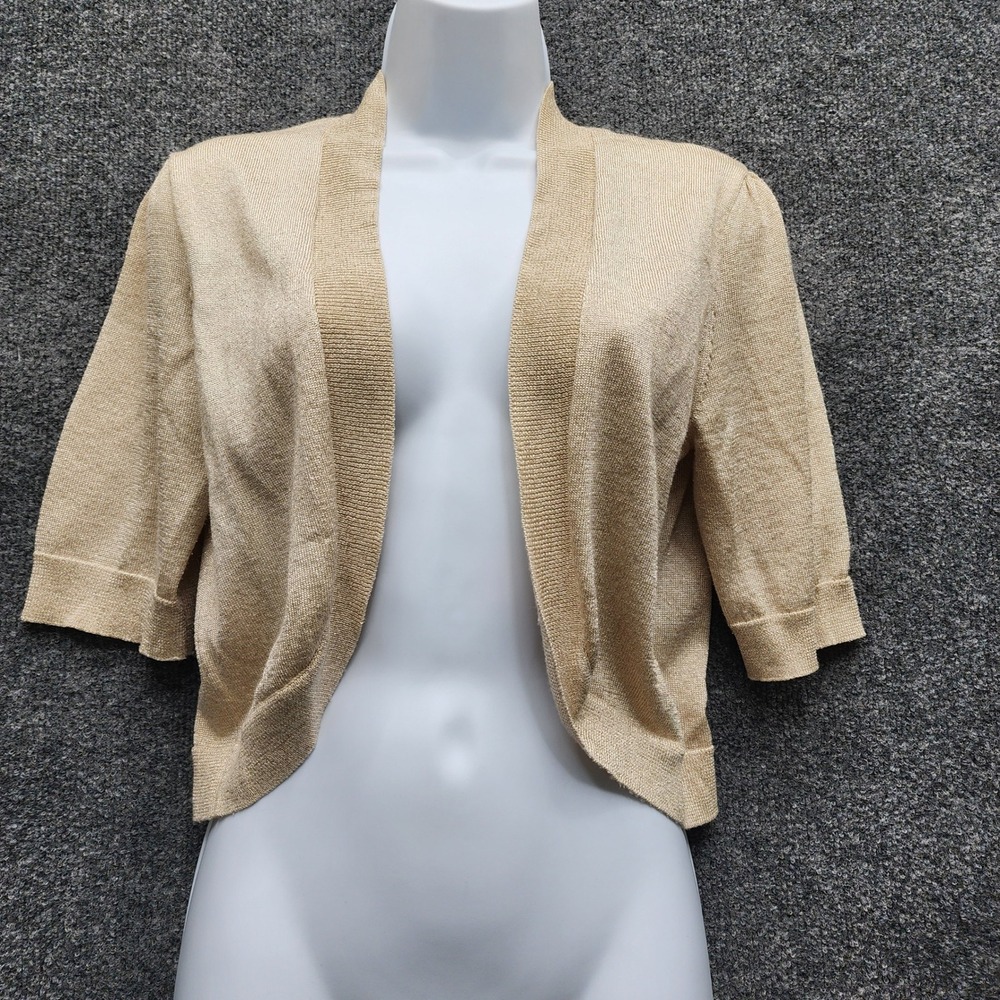 Lauren Ralph Lauren Women's Metallic Shimmer Open Front Bolero Shrug Cardigan M